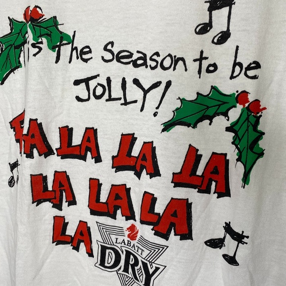 Vintage 1990 Labatt Dry Beer Christmas Shirt 90s - Picture 3 of 13